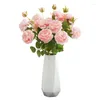 Decoratieve bloemen Kunstmatige zijde Rose Flower Bruid Bouquet Home Decorations Pink Pake Peony Branch Wedding Tafel Decoratie