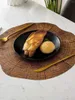 Tafelmatten 4 stks cirkelvormige imitatie houten korrel eetmat duurzaam cup pp materiaal