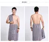 Towel 2pcs/set Summer Simple Microfiber Solid Color Men Bath Skirt Soft Breathable Absorbent Non-slip Large El