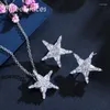 Orecchini di collana impostano tre grads moda brillante stella zirconia cubica e ciondolo per donne estate quotidiane gioielli JS088