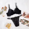 Bras Sets Women Underwear Lingerie Set 2 Piece Push Up Bra and Panty Summer Lace Rhinestone Letter Brand Design