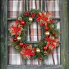 Decorative Flowers 40cm Artificial Christmas Red Flower Wreath For Front Door Window Wall Decorations Garland 2024 Ornament