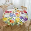 Table Cloth Spring Flowers Watercolor Waterproof Wedding Holiday Tablecloth Coffee Decor Cover