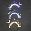 Party Decoration 1pcs Led Light Up Tinsel Moon Star Princess Poughband Birthday Bridal Hairband Crown Wedding Glow Favors