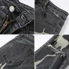 Frauen Jeans Y2K Retro Sifreyr Ripped Loch Frauen Mode Druck hoher Taille dünne Denimhosen graue Streetwear Elastiz