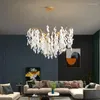 Chandeliers Modern Chandelier Dining Room Halloween Decoration Living Light Tree Branch White Jade Lampshade Ceiling Pendant Lamp