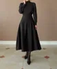 2022 Custom Long Skirt Winter Pleated High Waist Modest Black Muslim Dress for Women