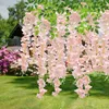 Decorative Flowers 12 PCS Artificial Fake Wisteria Vine Rattan Hanging Garland Silk String 110cm Home Party Light Pink Wedding Decor