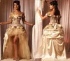 Szampan 3D kwiatowy koronkowy bal balowy formalne sukienki Hilow Victorian Masquerade Corset Evening sukienka na 15 lat Quinceanera Go7170752