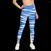 Frauen Leggings Klassische Streifenmodische Frauen Hip Lift High Taille Fitness Femme Workout Skinny Stretch Girl Slim Yogahosen Hosen