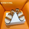 Sandalen 2024 EST Summer Real Leather Buckle-Strak Dikke Sole Woman Gladiator Beach schoenen Boheemian Zapatos de Mujer