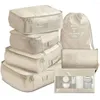 Förvaringspåsar resväska 7-stycken Set stor kapacitet resväska påse förpackning kuber bärbart bagage och kläder sortering