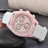 Designer Niricha Mens Plastic Case Quartz 6-pins volledige functie Tweede loop van het horloge