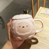 Tasses 400 ml tasse de moutons de dessin animé mignon avec cuillère personnalité en céramique tasse étudiante café maison de cuisine turque ustensiles