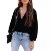 2024 Spring Autumn New Womens Cool Long Inteved Shirt Solid Kolor Wygodny swobodny dekolt luźne kobiety