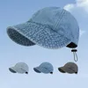 Cappelli larghi estate per donne cappello solare a protezione solare in denim in denim in denim floppy pieghevole pieghevole ghioros regolabile a esterno regolabile