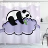 Shower Curtains Fashion Cartoon Curtain Flower Panda Sleeping In The Clouds Star Pattern With Hook Waterproof Cloth Bathroom Decoration