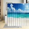 Shower Curtains Summer Seaside Curtain Sandy Beach Coconut Tree Vacation Scenery Bathroom Bathtub Decorative Cloth Home Washable Fabric