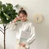 Kvinnors blusar Japan Sweet Girls 'Fashion Stand Collar Women Shirts Spring Autumn White Casual Tops Student 2024 Kläder