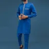 Kaftan Men Sets Clothes Outfit Embroidered Pocket Top Long Sleeve 2pcs Suit African Ethnic Style Costumes Men Traditional M-4XL 240326