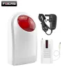 Siren FUERS Wireless J008 Indoor Flash Siren 433Mhz BuiltIn Backup Battery with F8 Transmitter Work For Home Security Alarm System