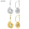 Boucles d'oreilles Andywen 925 Sterling Silver Gold Big Drop Brows Coins Zircon Piercing Pendienne Clips 2021 Femmes Femmes Bijoux de mariage Clips Clips