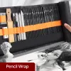 Pencils 27/38/47pcs Sketch Pencils Set Sketching Kit Roll Up Canvas Wrap Bag Drawing Art Supplies Charcoals Kneaded Eraser Pencil Case