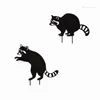 Garden Decorations Metal Raccoon Stake Outdoor Yard Flower Havor Plant Ornament