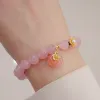 Bangles Lucky Charm Flower Agate Natural Rose Quartz Pink Crystal Breded Bracelets pour femmes ACCESSOIRES FEMMES FEMMES DE BIJOURS YBR699