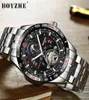 Boyzhe Mens Automatic Mécanique Top Top Brand Sports Montres Luxury Tourbillon Moon Phase en acier inoxydable Corloge de montre SAAT Y17948922