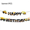 Party Decoration Construction Trucks Theme Banner Birthday Decorations Kids Carnival Supplies