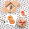 Enveloppe-cadeau 10pcs Boîtes en papier kraft marron blanc carré avec fenêtre en pvc de forme de coeur pour biscuits à gâteau de bonbons