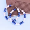 Hoop Ohrringe Drop Fashion Handgefertigt großgröße 10 mm weißer blauer Perle Griechisch Zeta Phi Beta -Etikett Sorority für Geschenke