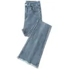 Jeans womens autunno/inverno in alto 2023 Nuova vestito slim e slittamento elastico alzatura pantaloni a ferro di cavallo corno