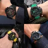 Montre-bracelets Megir Black Silicone Sports Watch Men Militar Military Quartz Watches Imperproofing Luminal Calendar Chronograph Clock Reloj Hombre