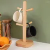 Küche Aufbewahrung japanischer Holzbecherhalter kreativer Baumform Entlassungsregal Becher Hanging Display Haken Kaffeegetränkregal Regal