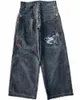 мужская джинсовая уличная одежда Jnco y2k хип -хоп карто графический принт винтажный мешковатые черные брюки мужчины женщины с высокой талией широкие брюки для ног p7ah#