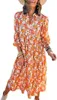 2024 Casual Loose Long Sleeved Vneck Womens Bohemian Flower Flowing Aline Dress 240403