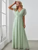 Elegant Evening dresses Long A LINE Short Sleeve V-Neck Chiffon Floor-Length Gown 2024 ever pretty of Simple Prom Women Dress 240323