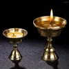 Candle Holders 2 Pcs Gold Taper Candles Brass Ghee Lamp Holder Temple Use Retro Candlestick Pray Craft Cup Oil Copper Hall