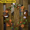 Decorative Flowers Metal Outdoor Art Spring Summer Accessories Wall Flower Bird Farmhouse Sign 30cm Diameter Front Door Wreath Apartment