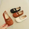 Kleinkindmädchen Leder Prinzessin Schuhe Kinder Lederschuhe Schwarzbraune weiße Kinder Kinder Fußschutzschuhe 21-35 P2OT#