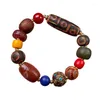 Strand Tibetan Fire Supply Dzi Bead Multi Jewels Bracelet Old Agate