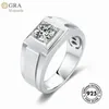 Cluster Rings Solid 925 Silver Jewelry For Mem With Single Stone 1ct Moissanite Diamond GRA Ready Ship