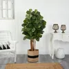 Decorative Flowers Fiddle Leaf Artificial Tree In Natural Jute Planter