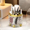 Storage Boxes 360 Rotating Makeup Brush Holder With Lid Clear Dustproof Brushes Organizer For Vanity Lipstick Stoage Box