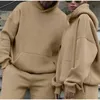 Männer Tracksuit Frühling Herbst Zwei Teile Sets Übergroße Outfits Kapuze -Sweatshirts Hosen Solid Sportswear Frauen warme Anzüge 240328