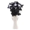 Flores decorativas 10pcs preto flor artificial rosa buquê decoração de halloween peony falsa festas de casamento diy caseiro decoração de quarto chritmas