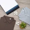 High End 230g Double-sided Cotton Hollow Layer Shirt Collar Polo Mens Short Sleeve T-shirt Solid Color Business