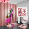 Занавески для душа высокие каблуки розовая ванная комната для ванной комнаты мода косметическая печать без скольжения